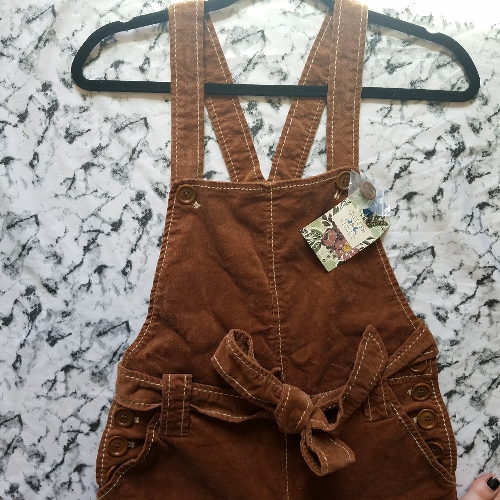 Chelsea & Violet Women's Brown Corduroy Overalls